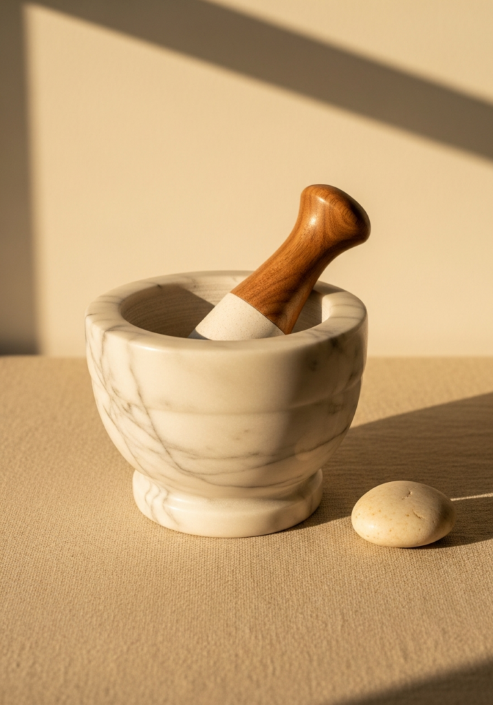 Marble & Walnut Mortar and Pestle